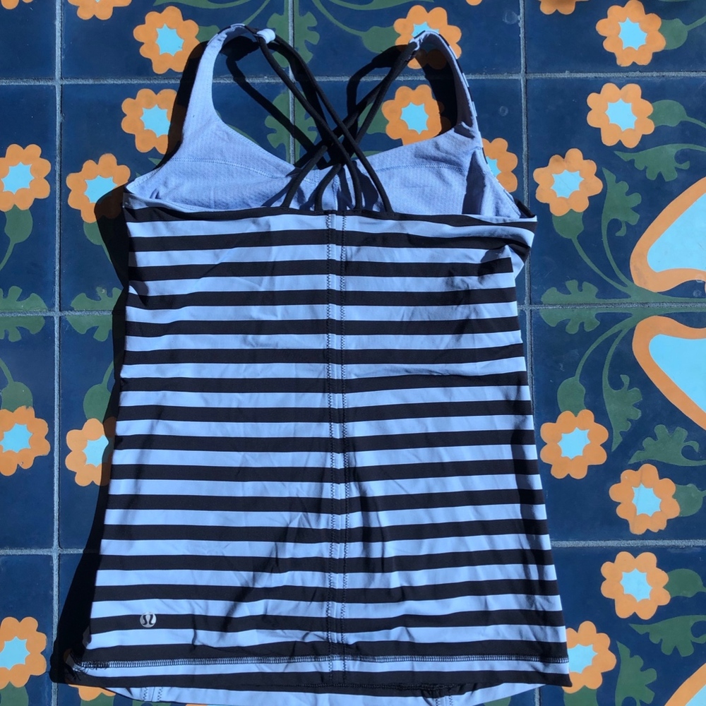 Free To Be Tank: Sea Stripe Polar Haze Black